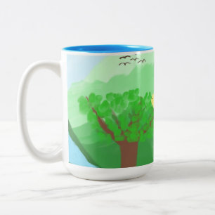Natuur geschilderd met acrylverf kunst tweekleurige koffiemok