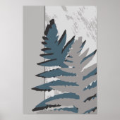 Natuur gestileerde grijze varenbladeren poster (Voorkant)
