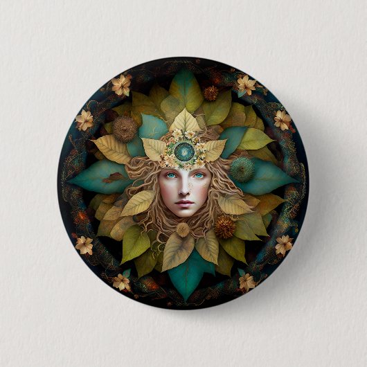 Natuur Goddess Mandala Ronde Button 5,7 Cm (Voorkant)