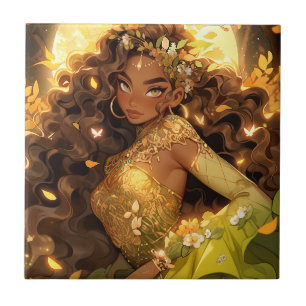 Natuur Godin Afro-Amerikaanse Fantasy Art Tegeltje