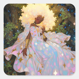 Natuur Godin Afro-Amerikaanse Fantasy Art Vierkante Sticker