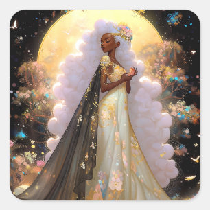 Natuur Godin Afro-Amerikaanse Fantasy Art Vierkante Sticker