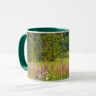Natuur, groen, viool, weide, wilde bloemen mok