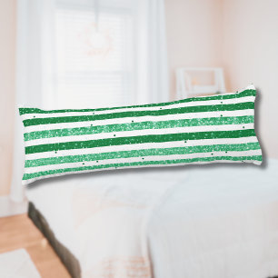 Natuur groen wit horizontale glitter strepen lichaamskussen