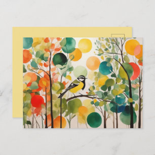 Natuur Harmony Waterverf Springtime Forest Bird Briefkaart