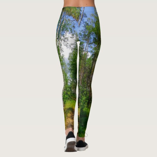 Natuur hemellandschap groene bosboombomen leggings (Achterkant)