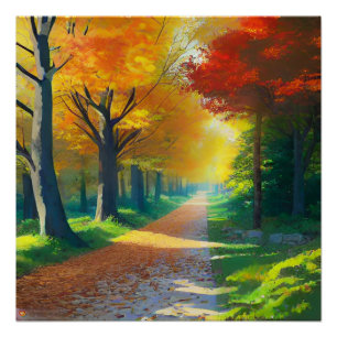Natuur herfstbomen in het bos perfect poster