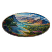 Natuur houtsnede van landschap / zeegezicht / skys snijplank (Hoek)