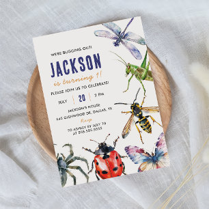 Natuur insectenbeestjes 1e verjaardagsfeestje kaart