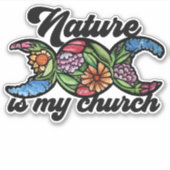 Natuur is mijn Kerk Triple Moon Green Witch Sticker (Voorkant)