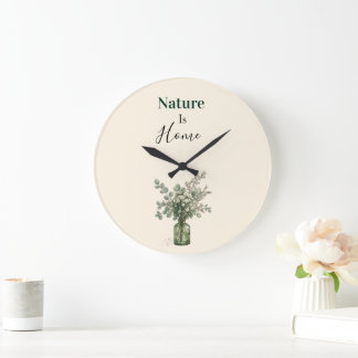 Natuur is Thuis Botanische Bloemenkunst Wandklok Grote Klok