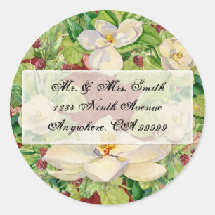 Natuur Kerstmis Magnolia Wreath n Pine Boughs Ronde Sticker