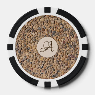 Natuur kiezelstenen foto met monogram poker chips