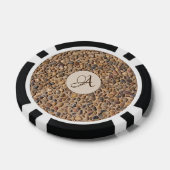 Natuur kiezelstenen foto met monogram poker chips (Enkel)