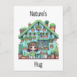 Natuur knuffel   Schattige Plant liefhebbers Pixel Briefkaart