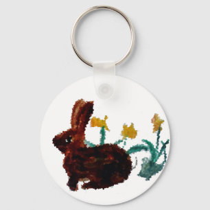 Natuur konijnenbloemen sleutelhanger