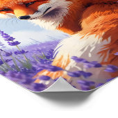 Natuur kunst grillige Fox & Lavendel kunst Poster (Hoek)