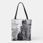 Natuur Lady Canvas tas Black White - schilderen (Achterkant)