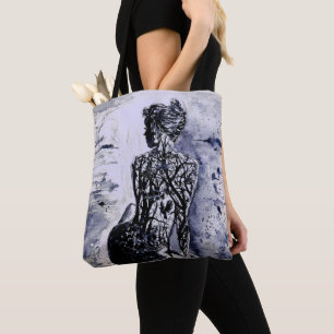 Natuur Lady Canvas tas - zwart en wit schilderen