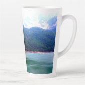 Natuur Landscape Green Lake, Mountain en Trees Latte Mok (Rechts)