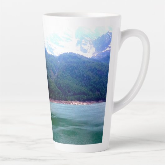 Natuur Landscape Green Lake, Mountain en Trees Latte Mok (Rechts)