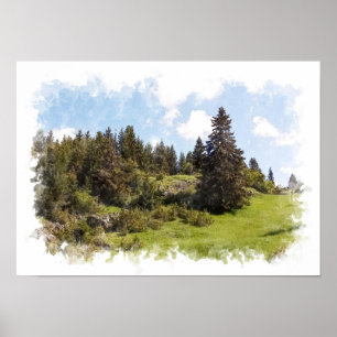 Natuur Landschap - Aquarel Poster