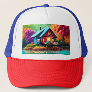 Natuur landschap met Cottage en Lake-38566 Trucker Pet