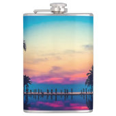 Natuur landschap met zwembad Palmbomen-25925 Heupfles (Voorkant)