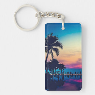 Natuur Landschap met Zwembad Palmboom-25925 Sleutelhanger