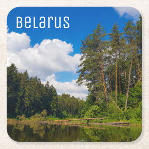 Natuur Landschap Sceneras Canal Sky Belarus Vierkante Kartonnen Onderzetter
