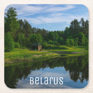 Natuur Landschap Sceneras Canal Sky Belarus Vierkante Kartonnen Onderzetter