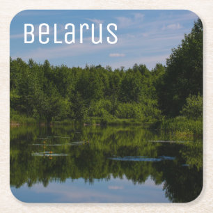 Natuur Landschap Sceneras Canal Sky Belarus Vierkante Kartonnen Onderzetter