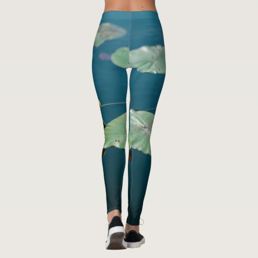 Natuur Landschap Waterlelie verlaat vijver River L Leggings (Achterkant)