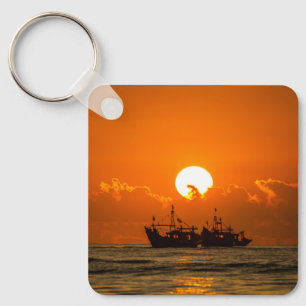 Natuur Landschap Zonsondergang met Boot-68465 Sleutelhanger