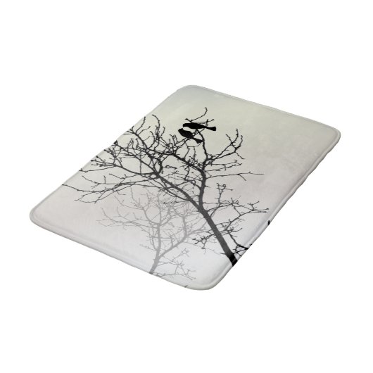 natuur landschap zwarte witte boom silhouet badmat (Gekanteld)