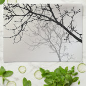 natuur landschap zwarte witte boom silhouet theedoek (Gevouwen)