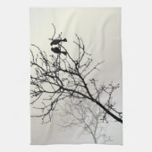 natuur landschap zwarte witte boom silhouet theedoek (Verticaal)