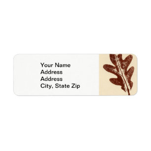 Natuur Leaf Print, brown oak leaf herfst Etiket