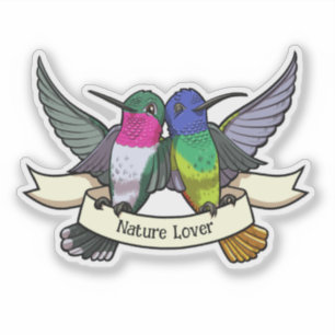 Natuur Liefhebber Kleurrijke Hummingbirds Cartoon Sticker
