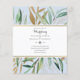 Natuur Liefhebbers Bruiloft Foral Groen Rustiek Bo Flyer