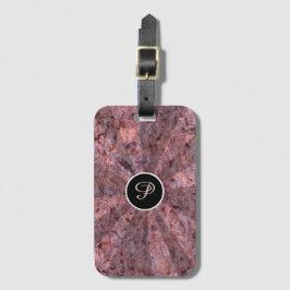 Natuur Light Beams Pink Rock Texture Monogram Bagagelabel