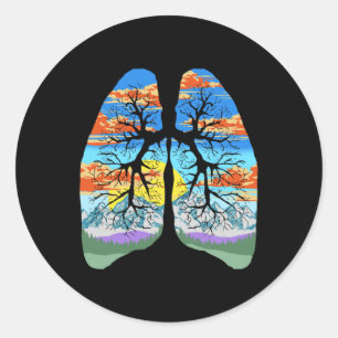 Natuur longen buiten- en aardedagbomen en berg ronde sticker