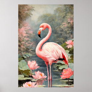 Natuur Lotus Vijver Roze Flamingo Poster