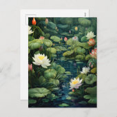 Natuur Lotus Waterlelie Vijverlandschap Feestdagenkaart (Voorkant / Achterkant)