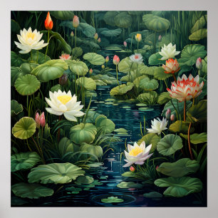 Natuur Lotus Waterlelie Vijverlandschap Poster