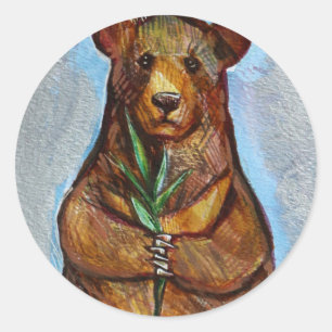 Natuur Lover Beer Kunst Ronde Sticker