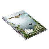 Natuur Lover Owl Monogram Naam Berglandschap Notitieboek (Rechterzijde)