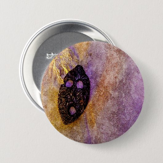 Natuur masker op het strand ronde button 7,6 cm (Voorkant /achterkant)