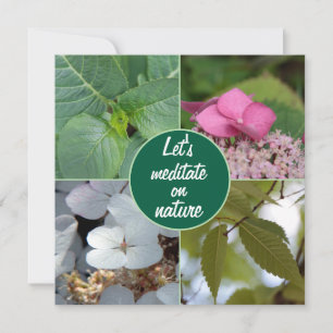 Natuur meditatie bladeren bloemen roze wit groen bedankkaart