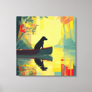 Natuur Minimalistische Zwarte Labrador Kano Canvas Afdruk